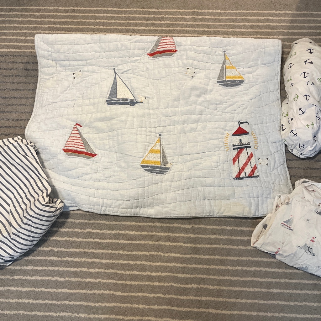Pottery Barn Kids Crib Quilt And 3 Crib Sheets